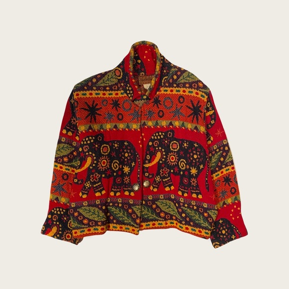 Vintage Handmade Elephant Carpet Jacket - Picture 1 of 5
